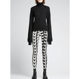 Marc Jacobs Runway Logo Print Tights Leggings Black White High Waisted OS NWT